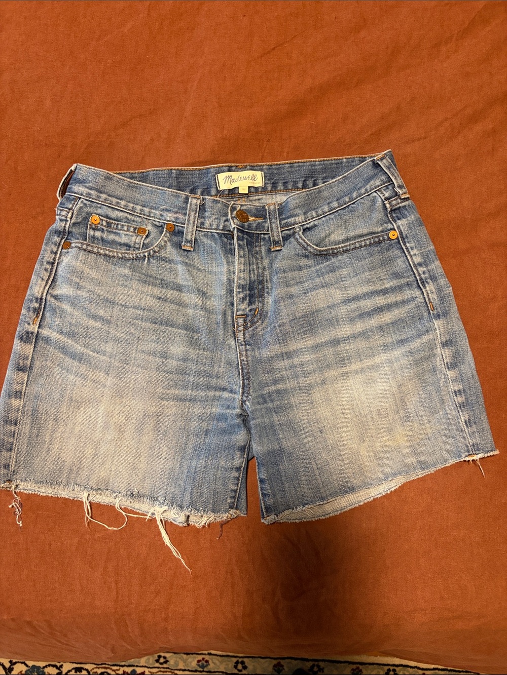Madewell Washed Blue High-Rise Cutoff Denim Shorts